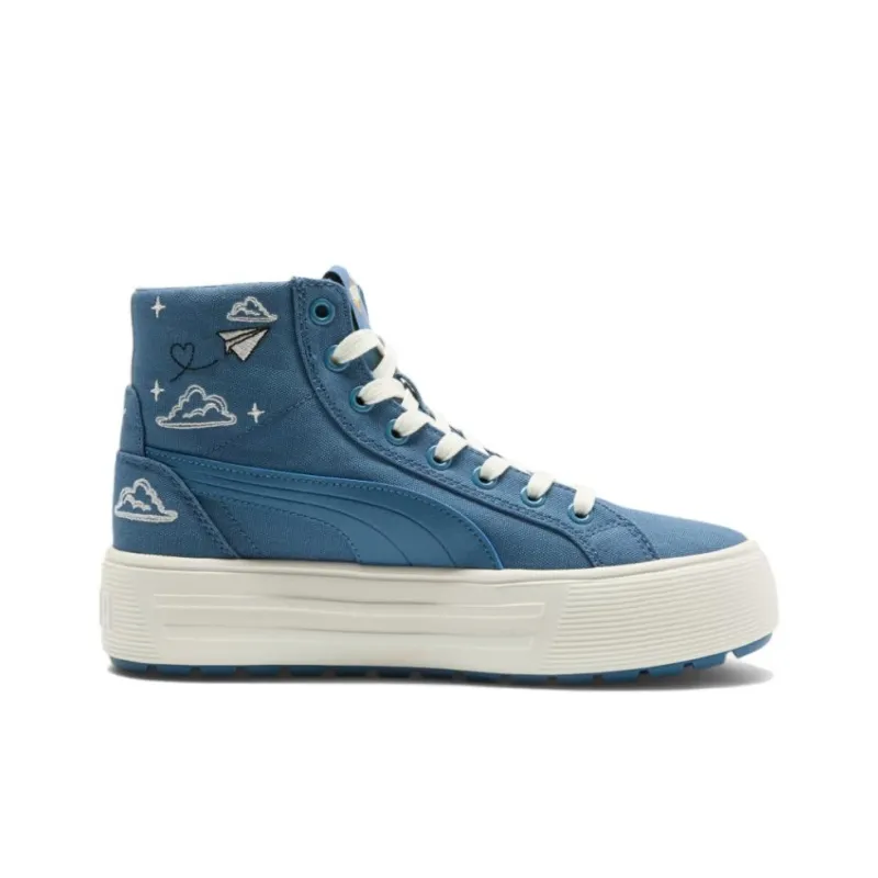 PUMA Kaia 2.0 Anti Slip Wear Resistant Mid Top Skateboard Shoes Women's Blue White-1