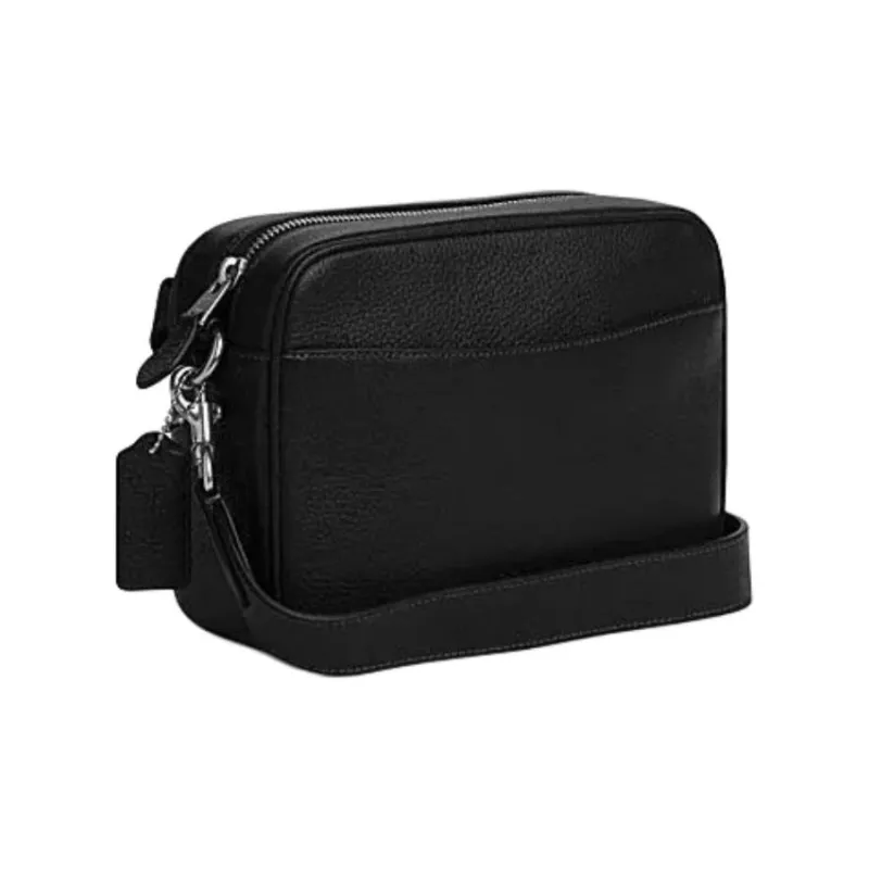 COACH Cow Leather Shoulder Bag, Crossbody Bag Trumpets Men's Black-1