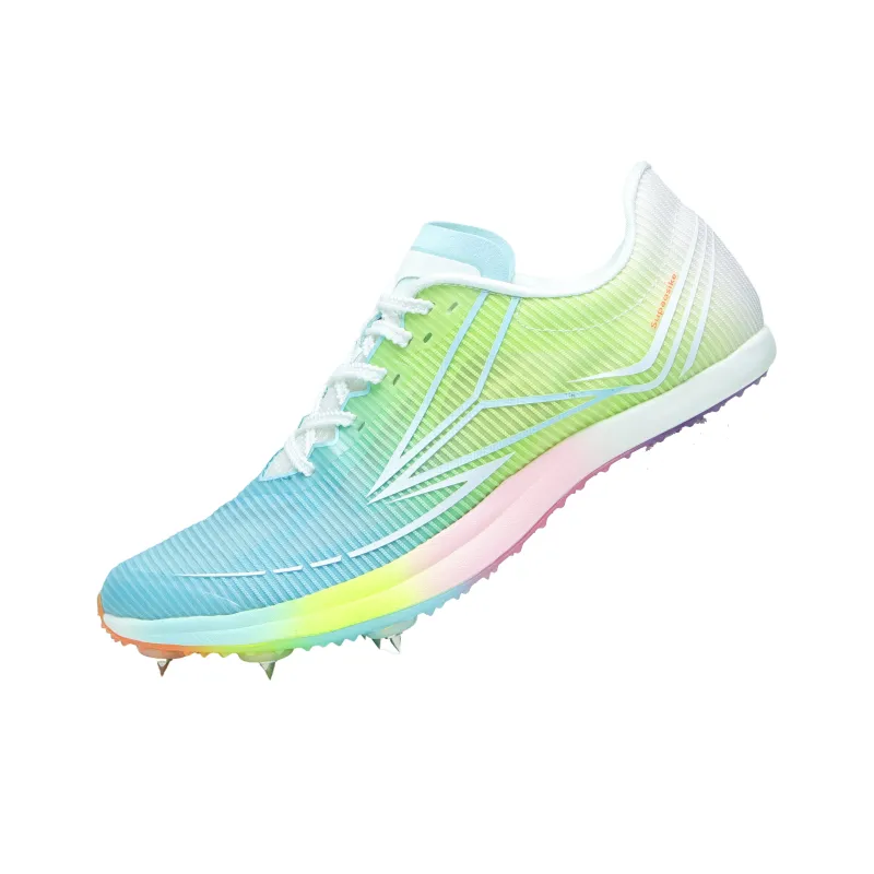 SUPAOSIKE Cushioning Support Wear Resistant Low Top Body Test Sprint Spikes Unisex Turquoise Broken Ten S9-2