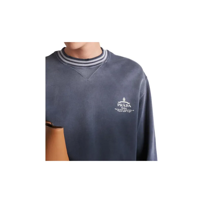 PRADA Logo embroidered Cotton Sweatshirt-3