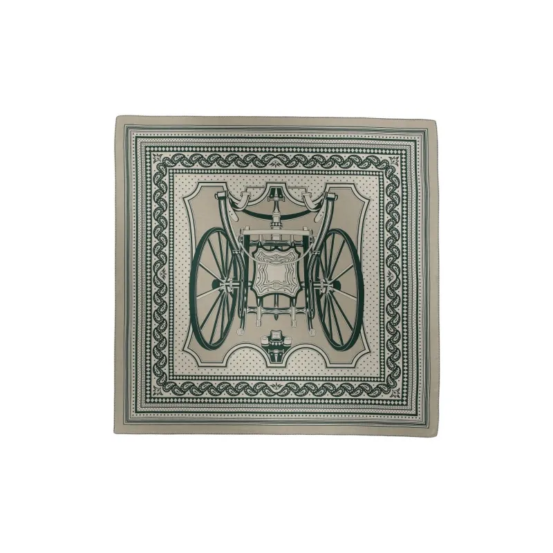 HERMES Cashmere Shawls Unisex Dove Gray/Green/Natural Color-0