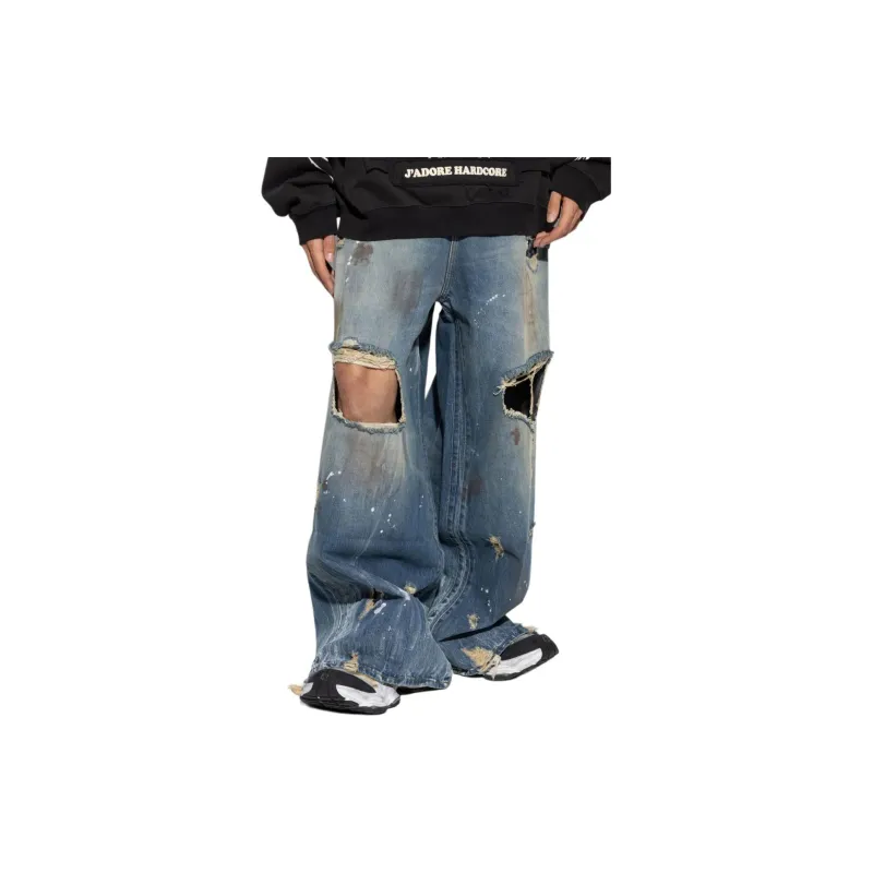 Vetements Distressed Effect Wide Leg Jeans-3