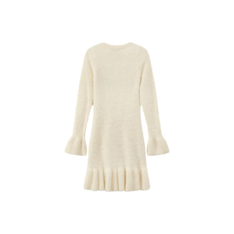 CHUU Long Sleeved Dress Women's White Apricot-1