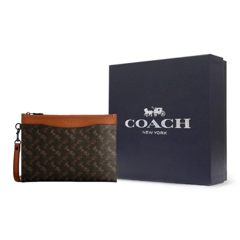 COACH Hitch Coated Canvas Clutch Tubas Men's Truffle-4