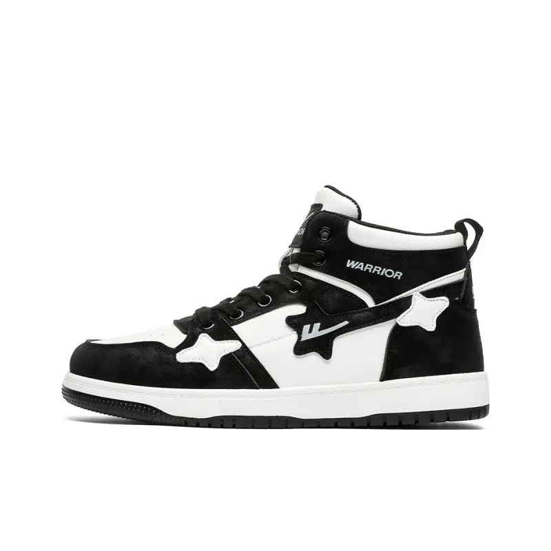 Warrior Wear resistant And Lightweight High Top Skateboard Shoes Men's White Black-0