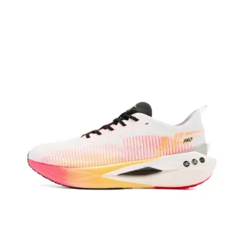 QIAODAN Flying Shadow PRO Wear Resistant Slip Resistant Low Top Marathon Running Shoes Men's White Pink