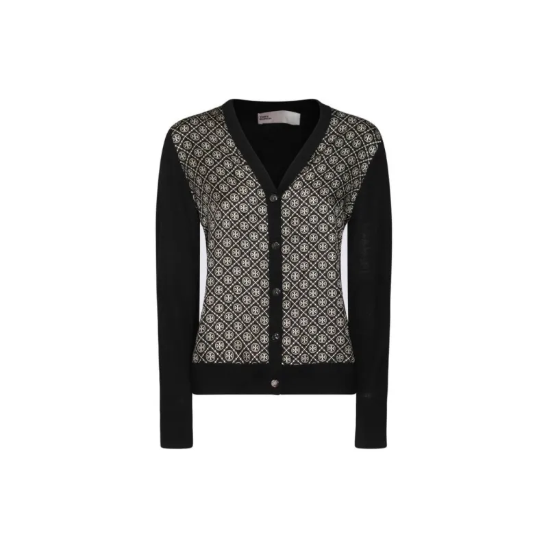 TORY BURCH Logo Detailed V Neck Cardigan-9