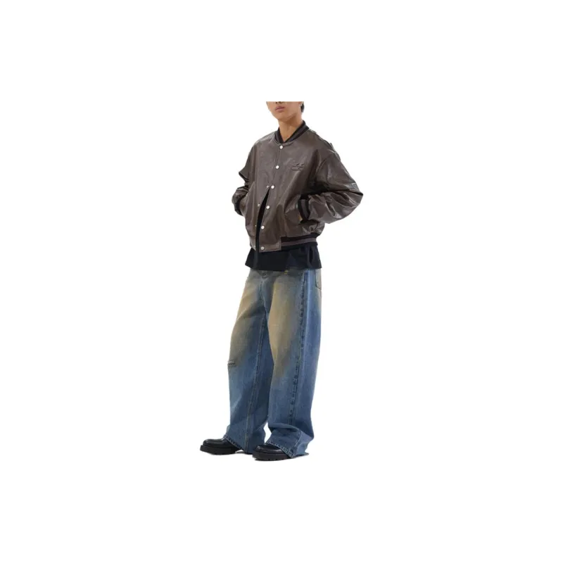 Crying Center Baseball Jacket Unisex Brown-2
