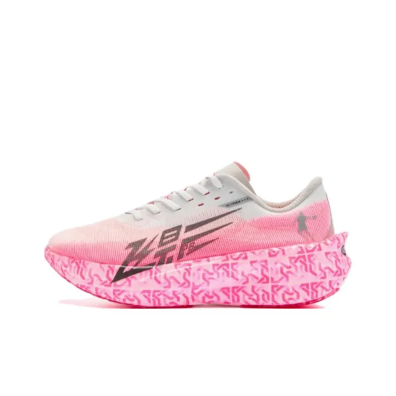 QIAODAN Flying Shadow PB4.0 Anti Slip Wear Resistant Low Top Marathon Running Shoes Women's Pink-0