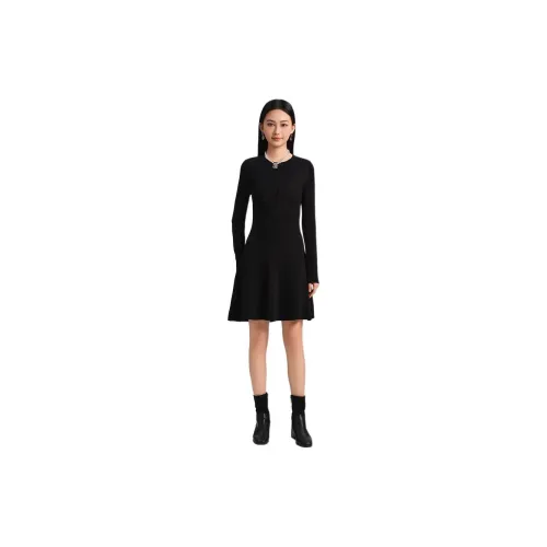 Blood Glitter Long-Sleeved Dresses Women's Black