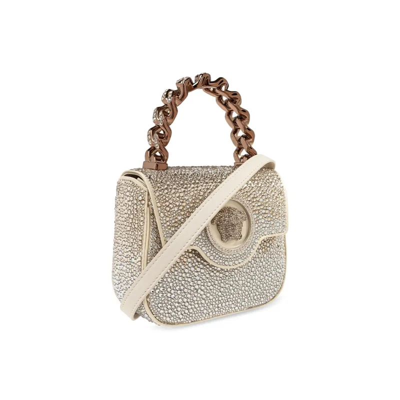 VERSACE Crystal Shoulder Bag Crossbody Bag Handbag Mini Women's Ivory-1