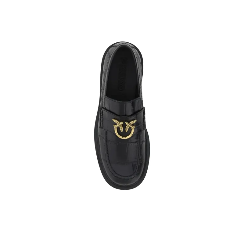 PINKO Tina Logo Plaque Embossed Loafers Women's-4
