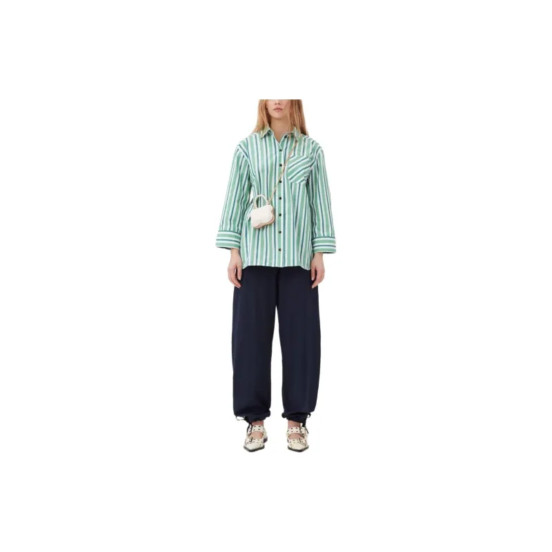 GANNI Striped Oversized Shirt-1