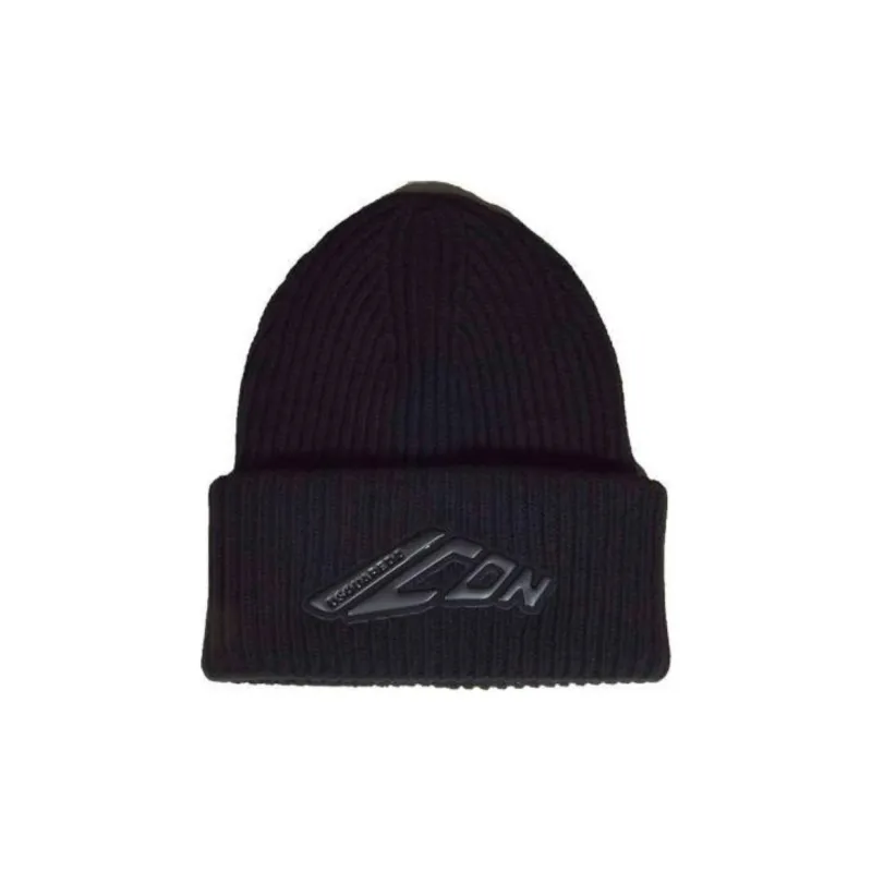 DSQUARED 2 Icon Appliqué Turn Up Hem Knitted Beanie-0