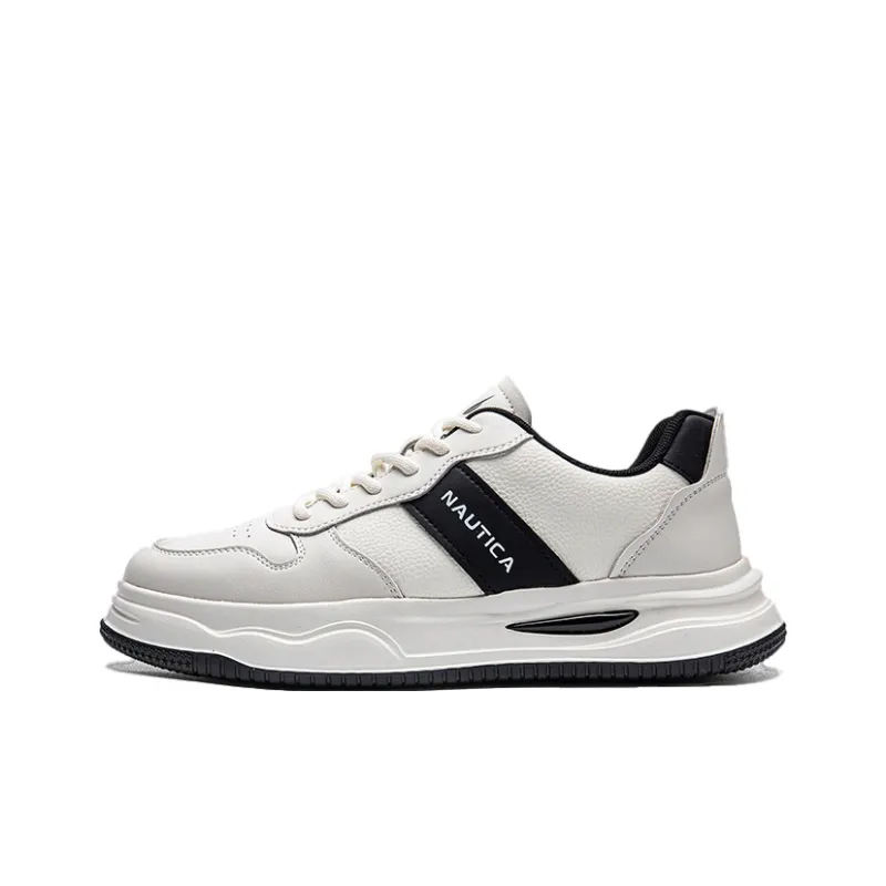 NAUTICA Anti Slip Wear Resistant Low Top Skateboard Shoes Men's White Black-0