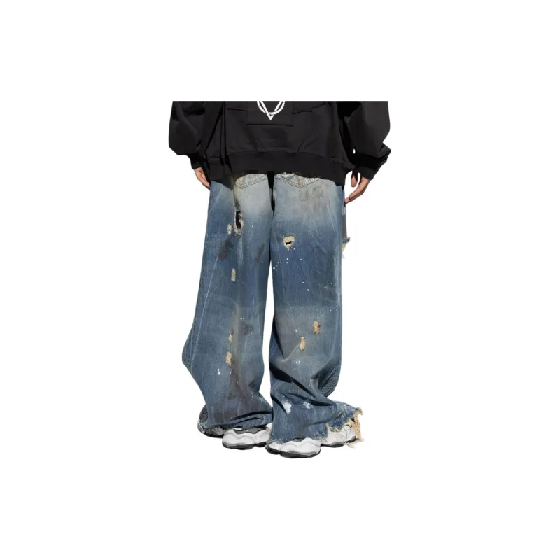 Vetements Distressed Effect Wide Leg Jeans-2