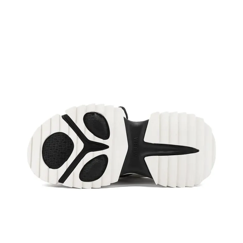 M88M Anti-Slip Wear-Resistant Low-Top Chunky Sneakers Unisex Black White-4