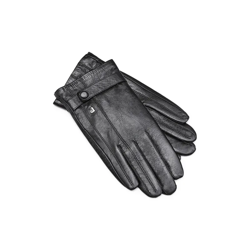 PIERRE CARDIN Sheepskin Fabric Gloves Men's Black-0