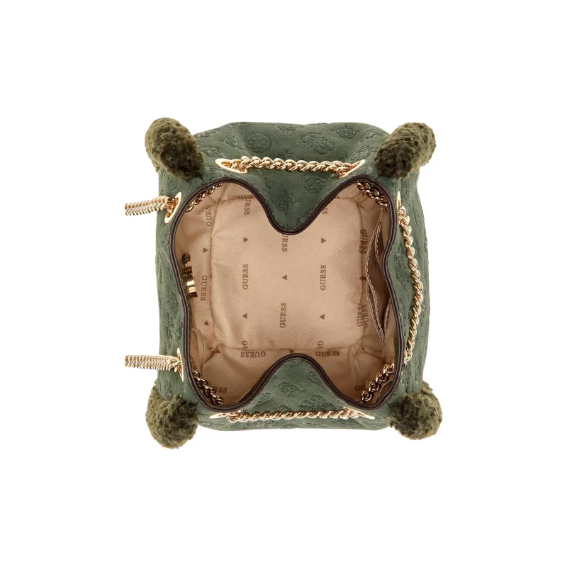 GUESS Faux Suede Shoulder Bag Crossbody Bag Women's Green-3
