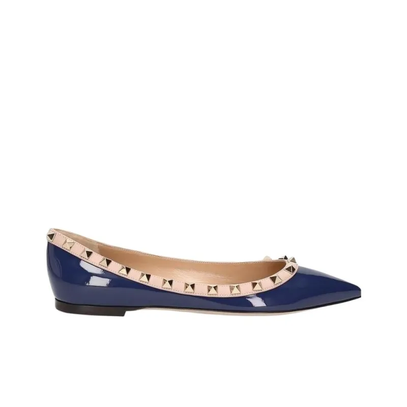 Valentino Rockstud Casual Single Shoes Women's Dark Blue-1