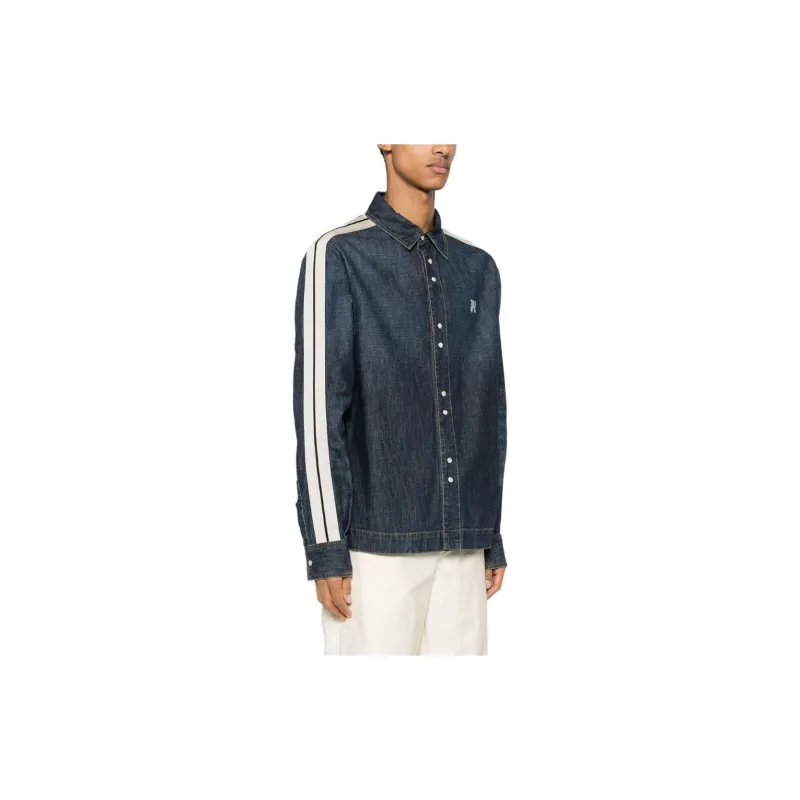 PALM ANGELS Monogram Detailed Denim Track Jacket-3