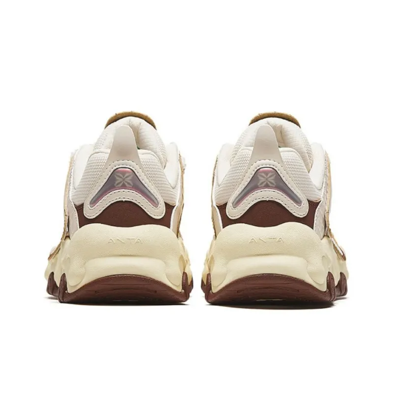Anta Wear Resistant Slip Resistant Low Top Casual Shoes Women's Beige Brown-3