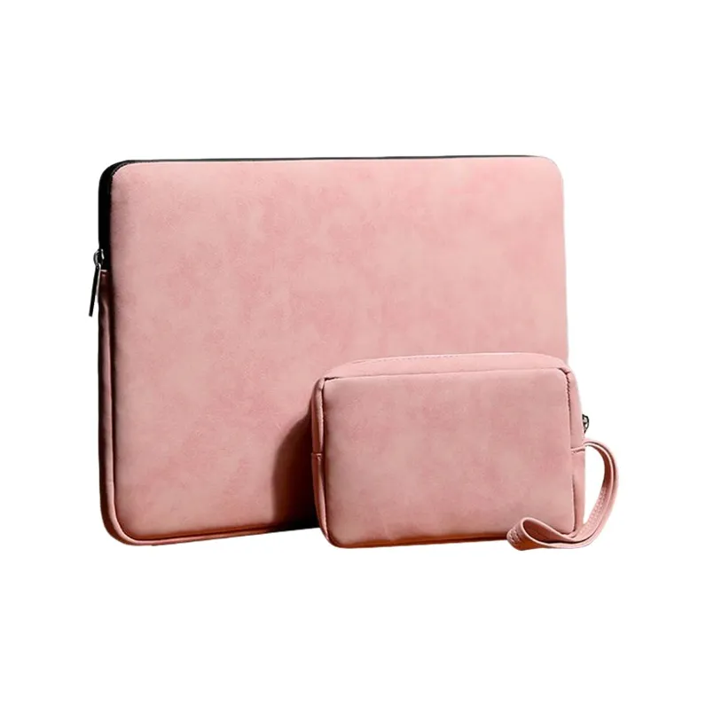 MUYKUY PU Leather Liner Laptop Bag Regular Unisex Gray/Pink/Black-8