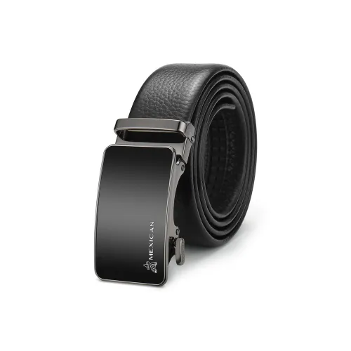 MEXICAN Cow Leather Belts Men's Black Width 3.5cm