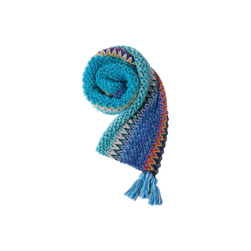 CAMEL Polyester Knit Scarves Women's Cloisonne Blue/Turquoise-1