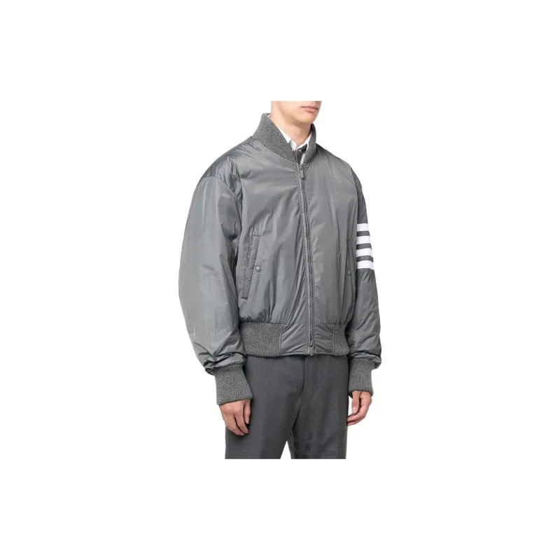 THOM BROWNE 4 Bar Striped Zipped Bomber Jacket-2