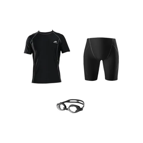 DOUBLEFISH Swimming Sets Polyester Polyamide Elastane Seaside Swimming Pool Men's Black