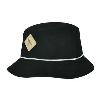 KANGOL Leather Bucket Hats Unisex Black