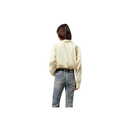 MOCO Shirt Women's Yellow White Stripes