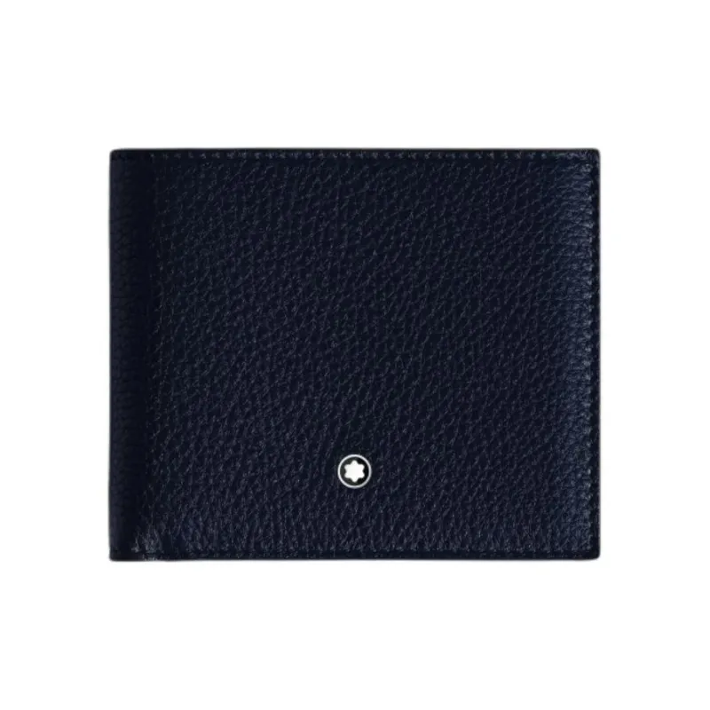 MONTBLANC Soft Leather Series Cow Leather Wallet Men's Midnight Blue-0