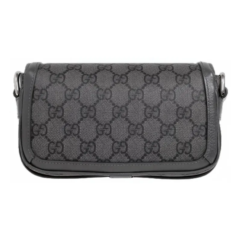 GUCCI Ophidia Canvas With Leather Crossbody Bag Shoulder Bag Extra Mini Men's Gray & Black-2