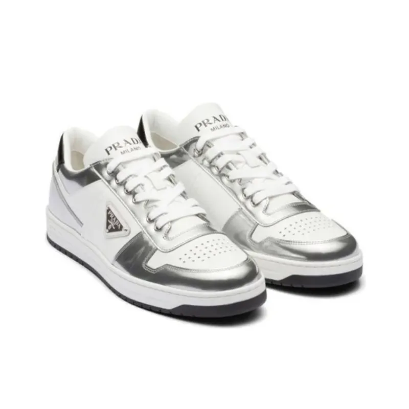 PRADA District Leather Sneakers 'White Silver' Women's-2