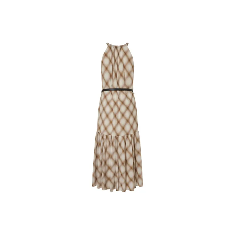 MOCO Sleeveless Dress Women's Khaki Plaid-1