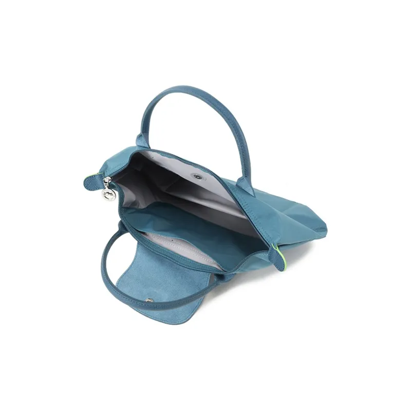 LONGCHAMP Le Pliage Green Recycled Canvas Handbag Dumpling Bag Tote Small Size Women's Peacock Blue-6