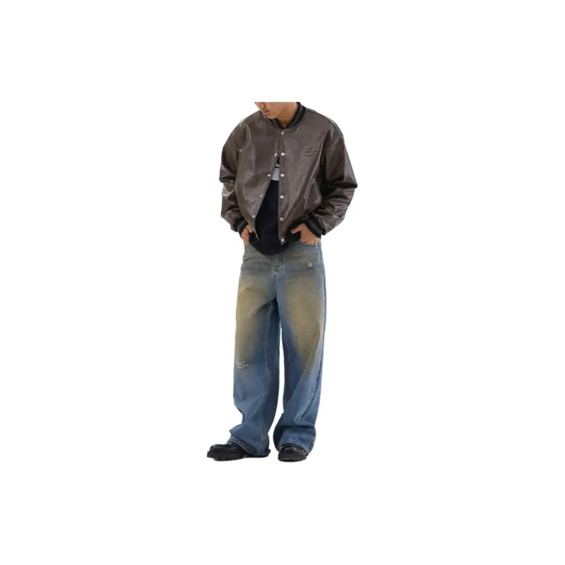 Crying Center Baseball Jacket Unisex Brown-3