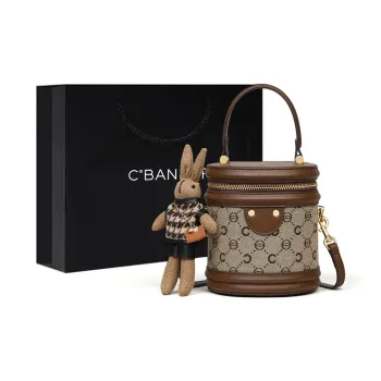 C°BANNER Synthetic Leather, Textile Mosaic Handbag, Shoulder Bag, Crossbody Bag, Bucket Bag Regular Women's Khaki