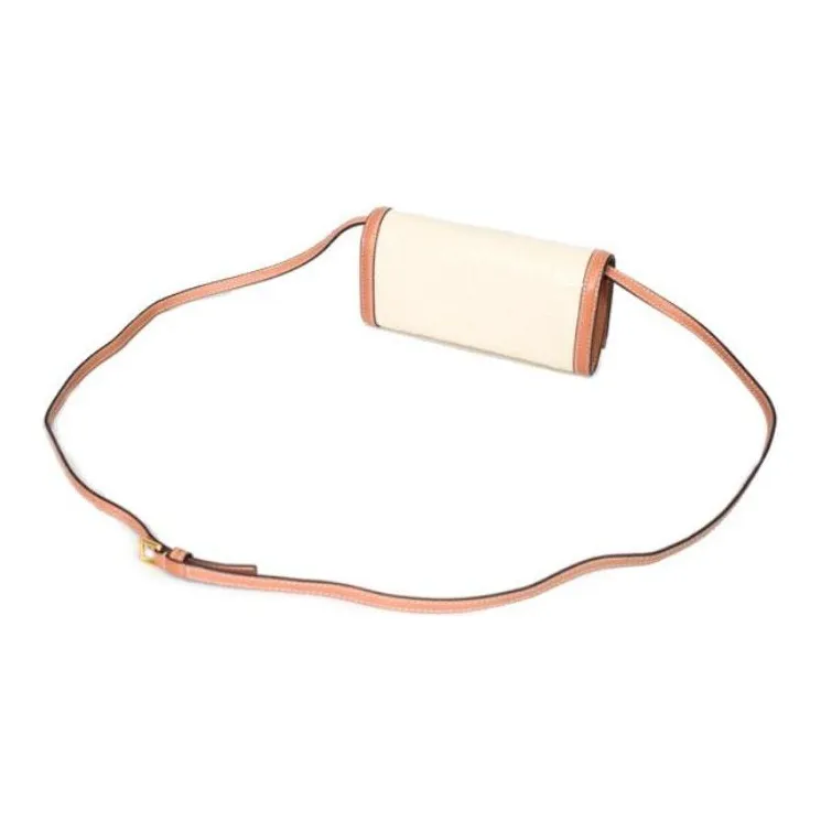 TORY BURCH T Monogram Patent Leather One Shoulder Crossbody Clutch Women's Cream-2