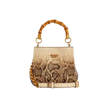 GUESS Artificial Leather Bucket Bags Shoulder Bag Crossbody Bag Handbag Small Size Women's Brown