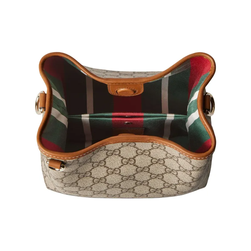 GUCCI Coated Canvas With Leather Bucket Bags Handbags Mini Women's Beige & Dark Brown-5