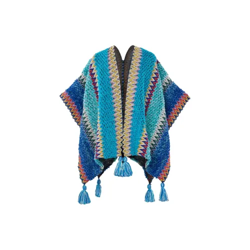 CAMEL Polyester Knit Scarves Women's Cloisonne Blue/Turquoise