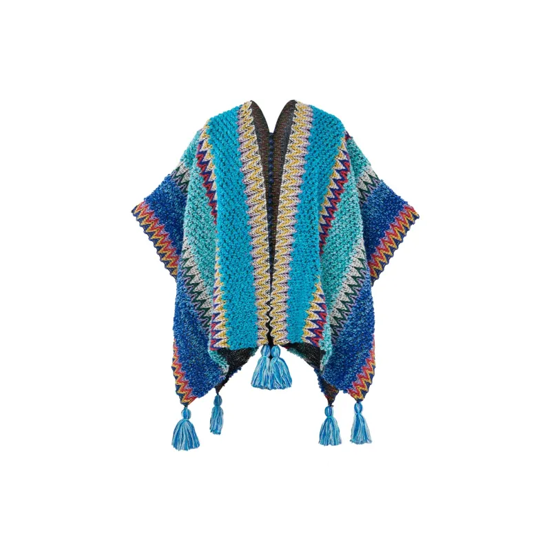 CAMEL Polyester Knit Scarves Women's Cloisonne Blue/Turquoise-0
