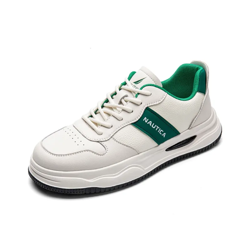 NAUTICA Anti Slip Wear Resistant Low Top Skateboard Shoes Men's White Green-1
