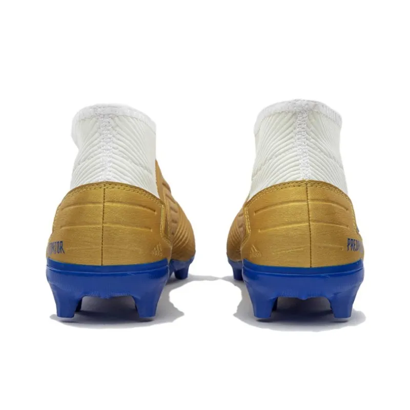 Adidas Predator 19.3 FG Rubber Long Studs Firm Ground Slip-Resistant Breathable Soccer Shoes Men's White Gold-3