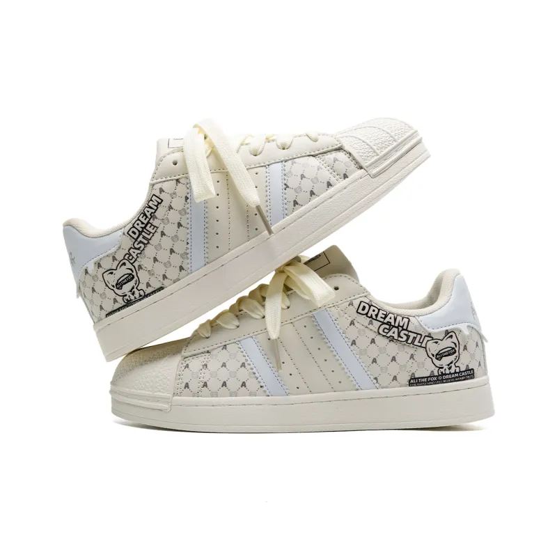 ALI THE FOX Slip Resistant Cushioning Abrasion Resistant Lightweight Low Top Skateboard Shoes Unisex Ecru-3