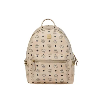MCM Stark Backpack Visetos Side Studs Beige