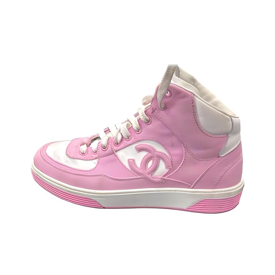 Pink High Top Chanel Sneakers POIZON